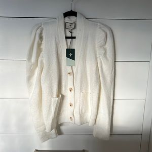 White/cream puff sleeve cardigan - Tuckernuck - SM